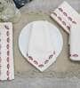 Off White& Maroon (19.5 x19 ) Floral printed Cotton (Set of 4) Napkin Sets