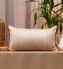 White Striped Polyester Blend 22 x 12 Inches Cushion Cover