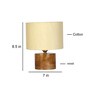 Off White  Shade Table Lamp With Wood Base
