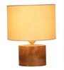 Off White  Shade Table Lamp With Wood Base