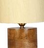 Off White  Shade Table Lamp With Wood Base