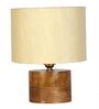 Off White  Shade Table Lamp With Wood Base