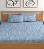 Off White 180 TC Abstract Cotton Fitted Double Bedsheet 2 Pillow covers