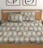 Off White 200 TC Abstract Cotton Fitted Double Bedsheet 2 Pillow covers