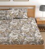Off White 200 TC Floral Cotton Fitted Double Bedsheet 2 Pillow covers