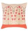 Off White Floral Blended Linen 20 x 20 Inches Cushion Cover