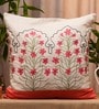 Off White Floral Blended Linen 20 x 20 Inches Cushion Cover