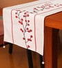 Floral (84x12) Off White & Red Cotton Blend Table Runner