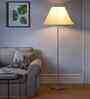 Off-White Cotton Conical Shade Steel Floor Lamp Steel Base