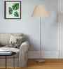 Off-White Cotton Conical Shade Steel Floor Lamp Steel Base