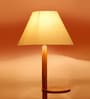 Off White Cotton Conical Wooden Floor Lamp