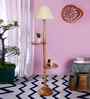 Off White Cotton Conical Wooden Floor Lamp