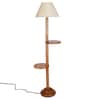 Off White Cotton Conical Wooden Floor Lamp