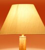 Off White Cotton Conical Wooden Floor Lamp