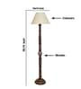 Off White Cotton Conical Wooden Floor Lamp