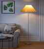 Off-White Cotton Coolie Shade Steel Floor Lamp Steel Base
