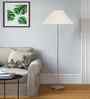 Off-White Cotton Coolie Shade Steel Floor Lamp Steel Base