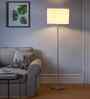Off-White Cotton Drum Shade Steel Floor Lamp Steel Base