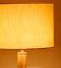 Off-White Cotton Drum Wooden Floor Lamp