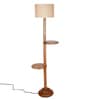 Off-White Cotton Drum Wooden Floor Lamp