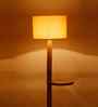 Off-White Cotton Drum Wooden Floor Lamp