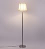 Off White Cottan Fabric Shade Club Floor Lamp With Steel Base