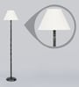 Nassau White Fabric Shade Club Floor Lamp With Metal Base