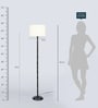White Fabric Shade Floor Lamp with Brown Base