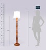 White Fabric Shade Floor Lamp with Brown Base