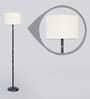 White Fabric Shade Floor Lamp with Brown Base