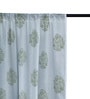 Off White Floral Cotton 8 Ft Sheer Rod Pocket Door Curtain