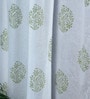Off White Floral Cotton 8 Ft Sheer Rod Pocket Door Curtain