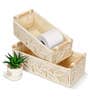 Leaf Set of 2 Off White Cotton Rope & Iron Frame Desk Organizer