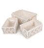 Set of 3 Off White Cotton Rope & Iron Frame Oraganisers