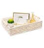 Off White Iron Frame Basket Tray (1Pc)
