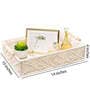 Off White Iron Frame Basket Tray (1Pc)