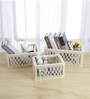 Set of 3 Off White Cotton Rope & Wooden Frame Oraganisers
