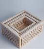Set of 3 Off White Cotton Rope & Wooden Frame Oraganisers
