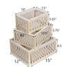 Set of 3 Off White Cotton Rope & Wooden Frame Oraganisers