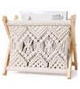 Cotton Rope Off White Wooden Frame Magazine Rack