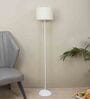 Off White Cotton Shade Club Floor Lamp Iron Base