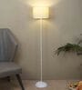 Off White Cotton Shade Club Floor Lamp Iron Base
