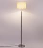 Off White Cotton Shade Club Floor Lamp With Steel Base