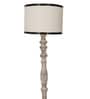 Off White Cotton Shade Novelty Floor Lamp Mango Wood Base