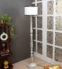 Off White Cotton Shade Novelty Floor Lamp Mango Wood Base