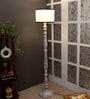 Off White Cotton Shade Novelty Floor Lamp Mango Wood Base