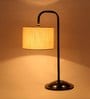 Off White Cotton Shade Study Lamp With Black Base