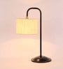 Off White Cotton Shade Study Lamp With Black Base