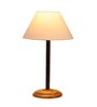 Turin Off White Cotton Shade Night Lamp With Wood Base