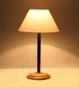 Turin Off White Cotton Shade Night Lamp With Wood Base